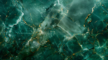 Emerald green marble texture with gold veinings