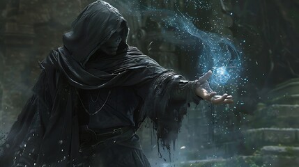 A dark spell being cast by an evil sorcerer very detailed and realistic shape