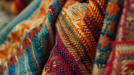 Colored fabric close up