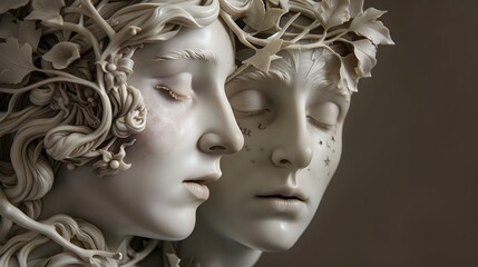 Cosmic-Themed Celestial Sculpture with Intertwined Zodiac Elements in Soft,Muted Lighting