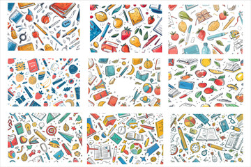 Back to school Education pattern and seamless pattern design background doodle style
