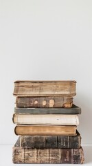 old books with white background,old books arrangement with copy space