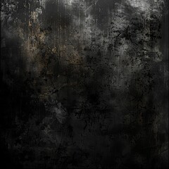 Obraz premium A dark grunge background texture for design, featuring rough and worn textures with subtle hints of light in the corners. It's perfect as an overlay or for creating urbanstyle designs. The black color