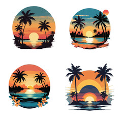 new style sunset design for t shirt retro style