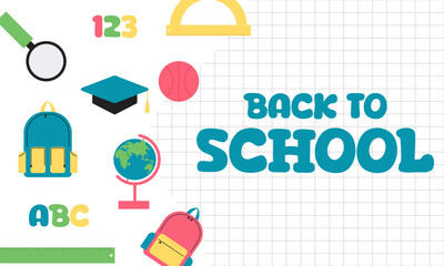 Back to school banner. Vector illustration. childrens school