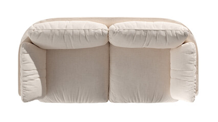 Top view of white sofa mock up for living room, clipping path, 3d render