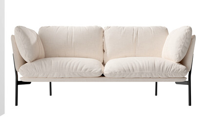 Front view of white sofa mock up for living room, clipping path, 3d render