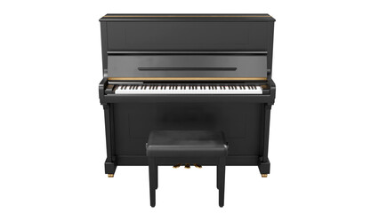 Front view of Classic piano in studio light, 3d render