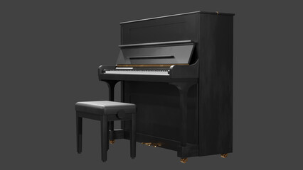 Classic piano in studio light, clipping path, 3d render © ruangrit19