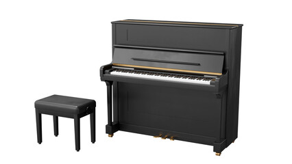 Classic piano in studio light, 3d render