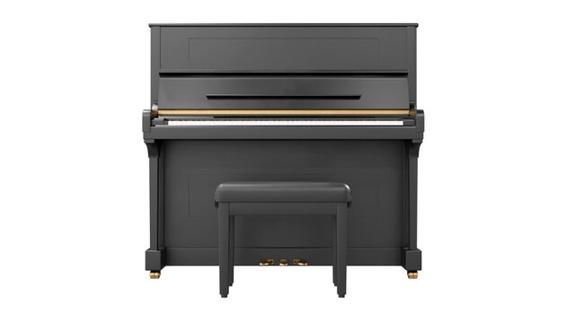 recommend clip art: Front view of Classic piano in studio light, clipping path, 3d render