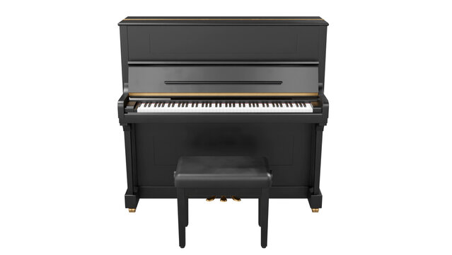 recommend clip art: Front view of Classic piano in studio light, clipping path, 3d render