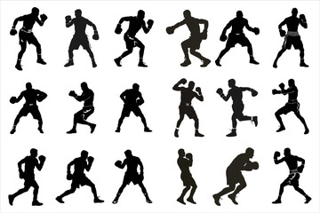 boxing Man silhouette Bundle , kickbox silhouette, boxing gloves silhouette, kickboxing silhouette,
