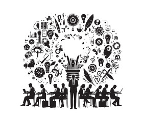 Inspired Innovations vector art graphic resources silhouette vector style, white background