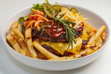 Delectable Cheeseburger Bowl with Fragrant Rosemary Fries