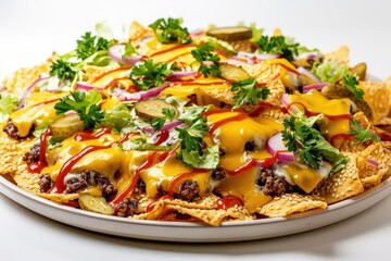 Satisfying Cheeseburger Nachos with Melted Cheese and Onions