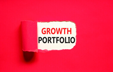 Growth portfolio symbol. Concept words Growth portfolio on beautiful white paper. Beautiful red paper background. Business Growth portfolio concept. Copy space.
