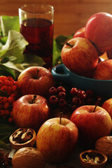 Apples and berries with autumn mood	