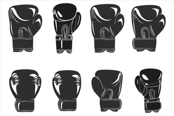 Boxing Hand Gloves Silhouette Bundle