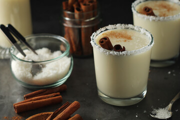 Kogel mogel drink made from eggs with cream	