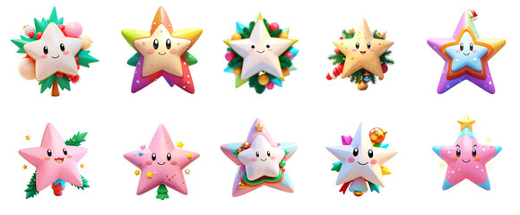 Set of stars 3D. Christmas