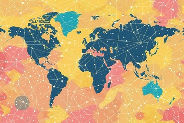 seamless pattern flat illustration style, world map Connecting the World: Exploring the Power of Science, Innovation, and Global Networking. world map
