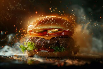 Front View Burger Photography Realistic 