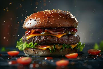 Front View Burger Photography Realistic 