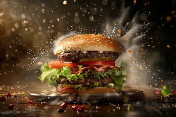 Front View Burger Realistic Photo