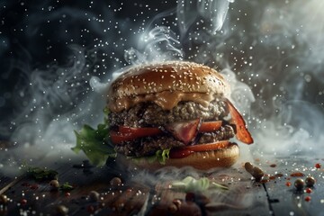 Front View Burger Realistic Photo