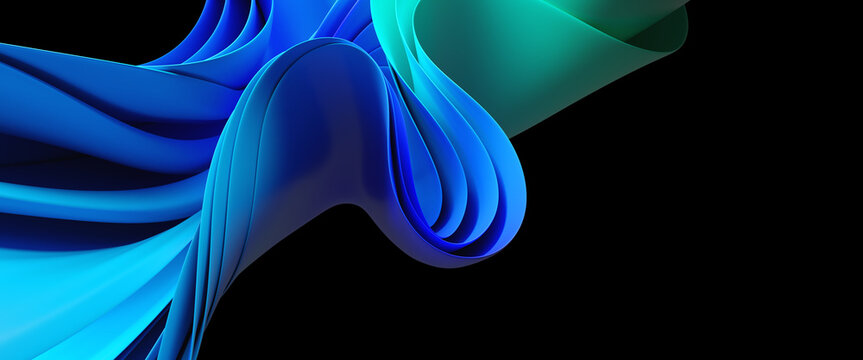 abstract background - spirally twisted paper in blue, mint green and turquoise