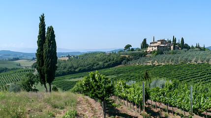 Italian Tuscany countryside field