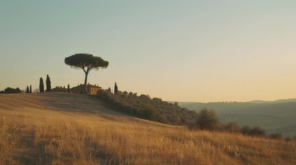 Italian Tuscany countryside field