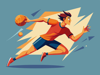 A dodgeball player dodging the ball