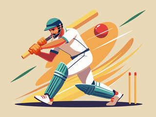 Obraz premium A cricket batsman hitting the ball