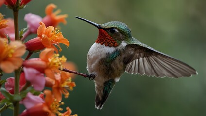 Obraz premium A haiku capturing the essence of a hummingbird sipping nectar from a flower ai_generated