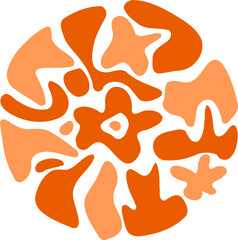 Abstract Flowers in Circle - Orange Illustration