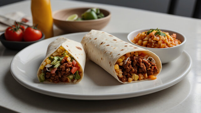 Traditional Mexican Food - Burrito, on a table
