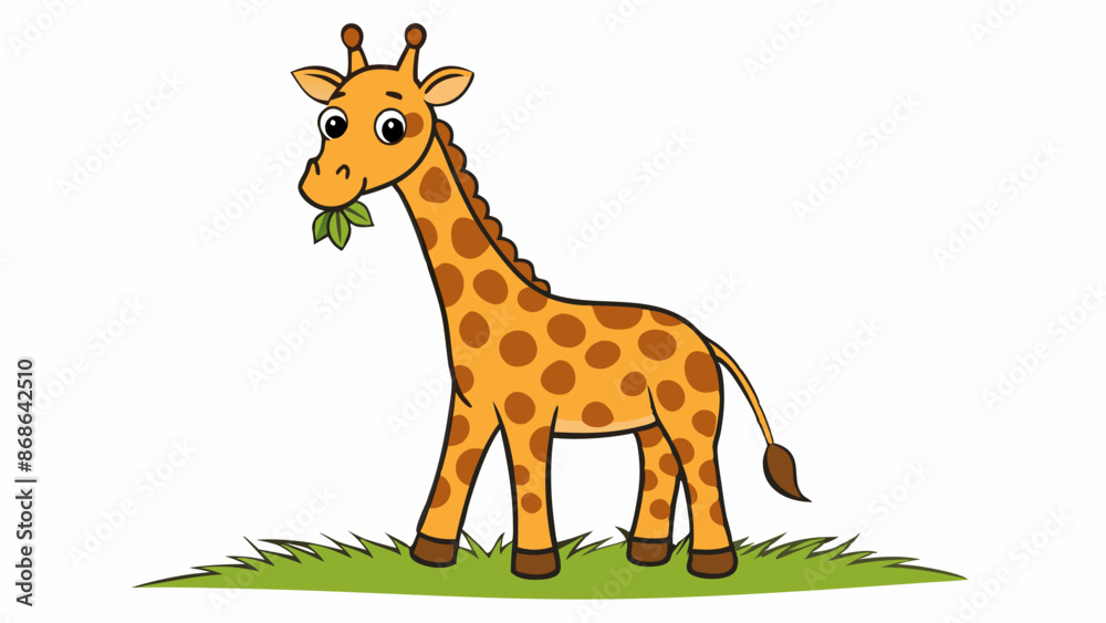 Wall mural giraffe cartoon isolated on white