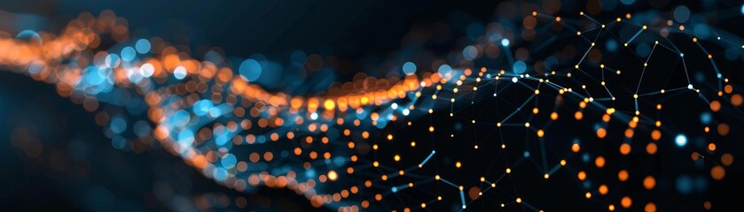 Fototapeta premium Abstract digital background with glowing particles.