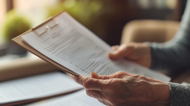 Hands holding detailed will and testament