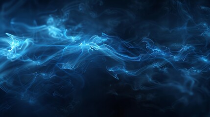 Abstract in dark black with a blue glow that glows and a smoke cloud very detailed and realistic...