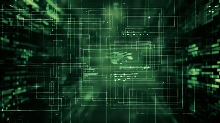 Obraz premium Retro Green Monochrome Phosphor Monitor with Pixel Sorting Glitch Effect