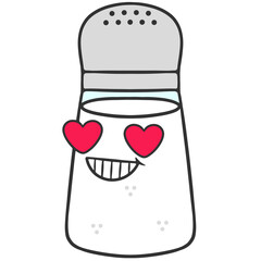 happy heart eyes salt shaker cartoon illustration