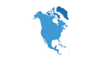Map of north and central America isolated modern colorful style. for website layouts, background, education, precise, customizable, Travel worldwide, map silhouette backdrop, earth geography.