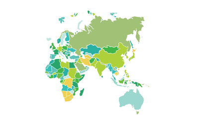 Obraz premium Asia map isolated modern colorful style. for website layouts, background, education, precise, customizable, Travel worldwide, map silhouette backdrop, earth geography, political, reports. 