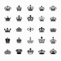 Crown icon, king symbol, princess flat sign, queen, royal emblem, royalty, minimal crown logo isolated