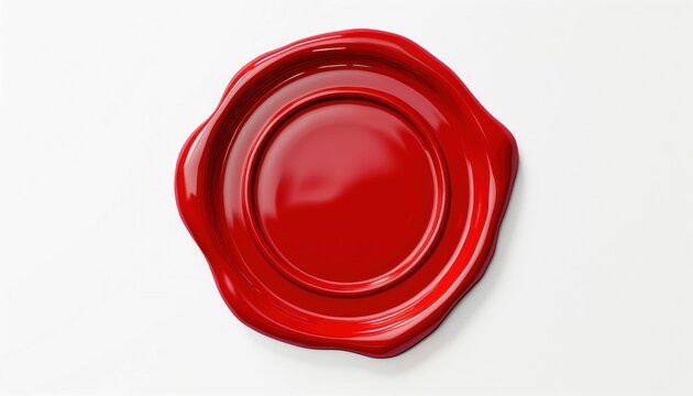 Red Wax Seal on White Background. Generative ai.