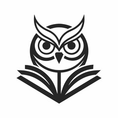 Owl book logo design line art vector icon line art illustration.