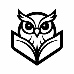 Owl book logo design line art vector icon line art illustration.
